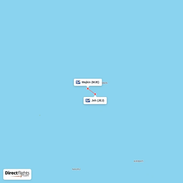 Majkin - Jeh direct flight map