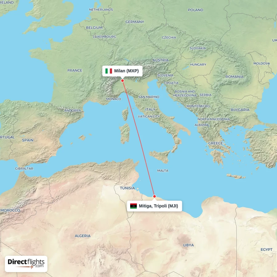 MJI - MXP route map
