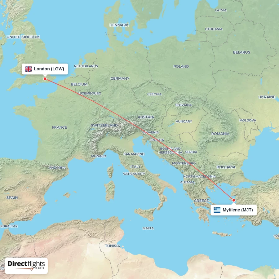MJT - LGW route map