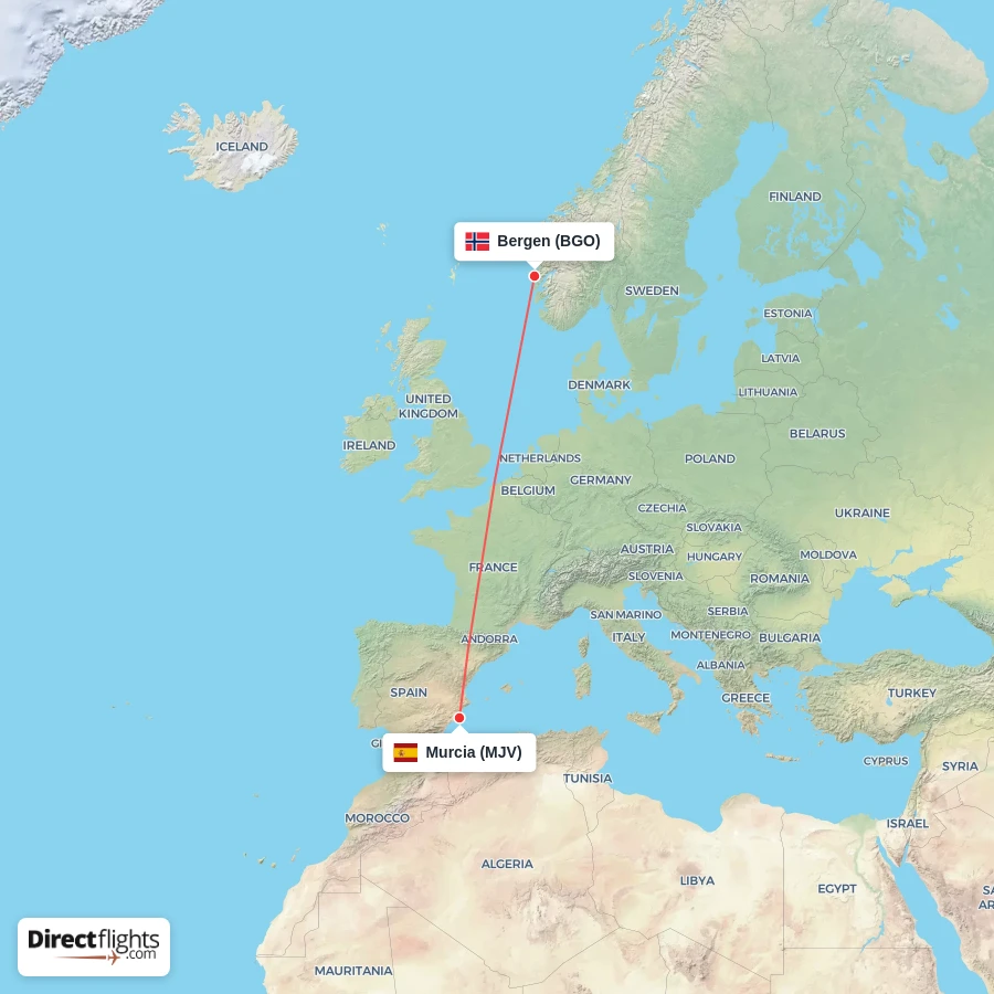 MJV - BGO route map
