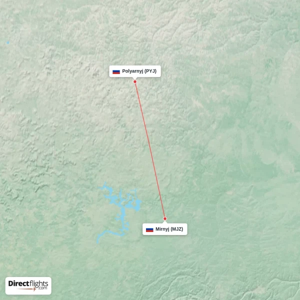 Mirnyj - Polyarnyj direct flight map