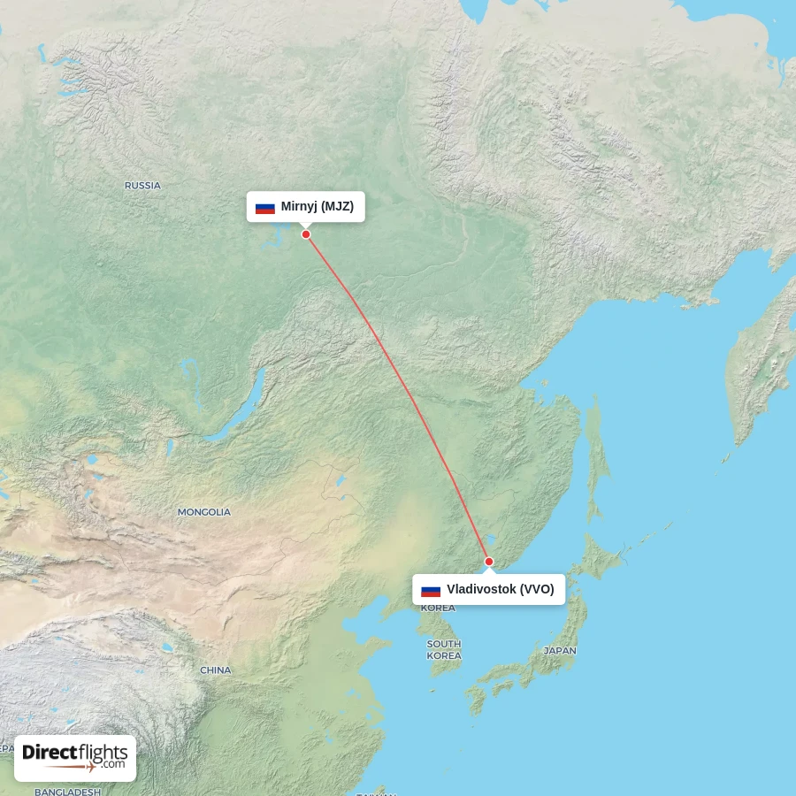 MJZ - VVO route map