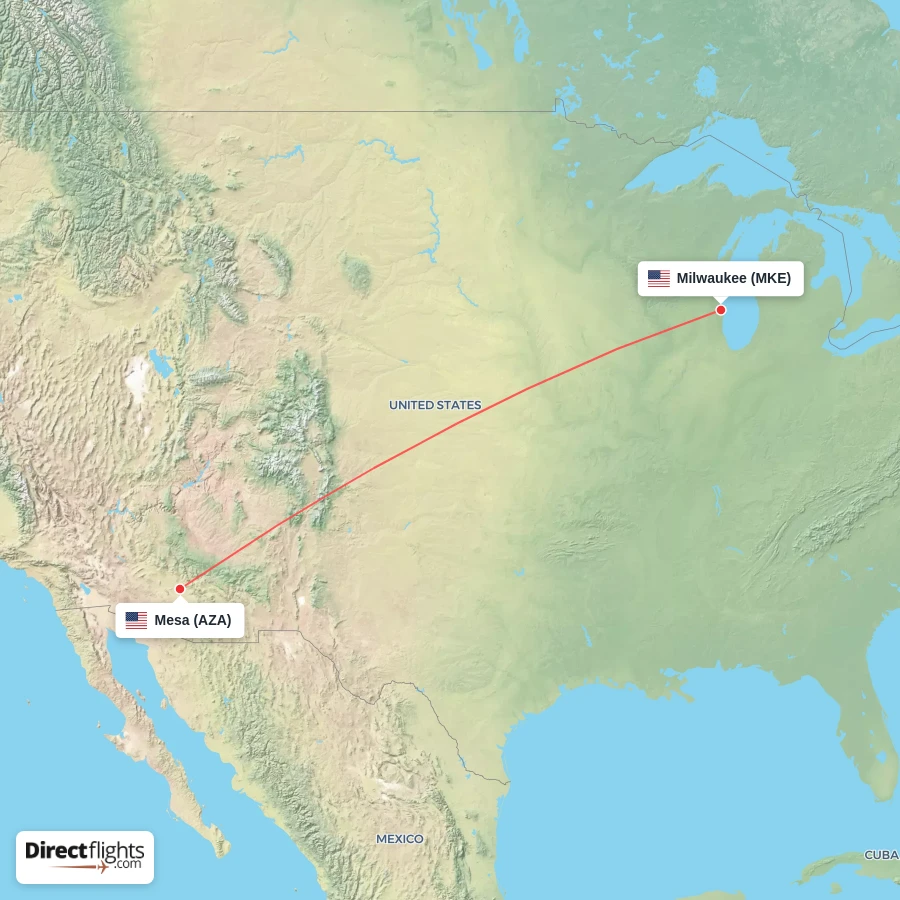 MKE - AZA route map
