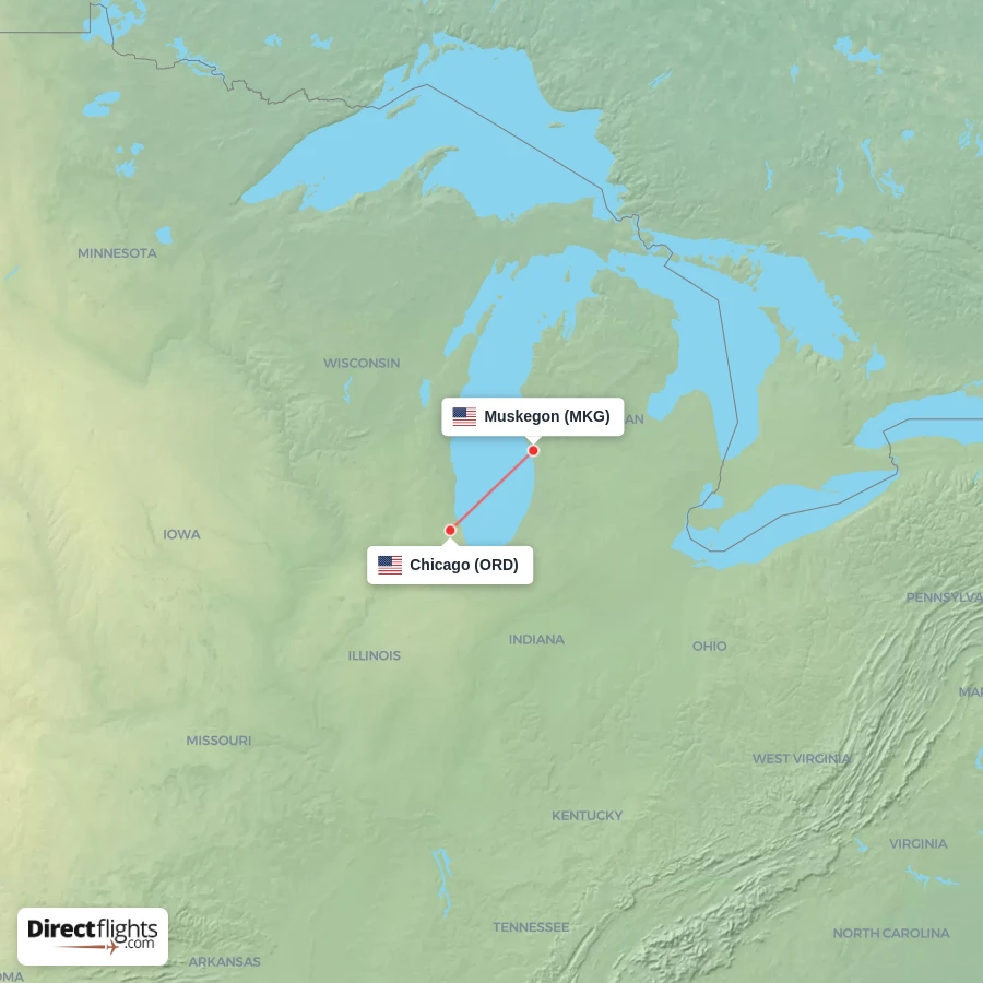 MKG - ORD route map
