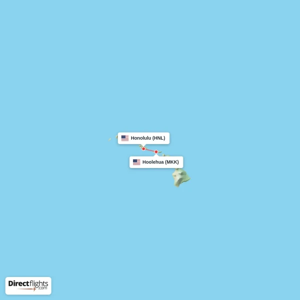 Hoolehua - Honolulu direct flight map