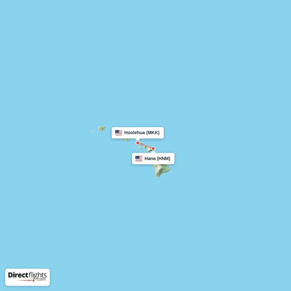 Hoolehua - Hana direct flight map
