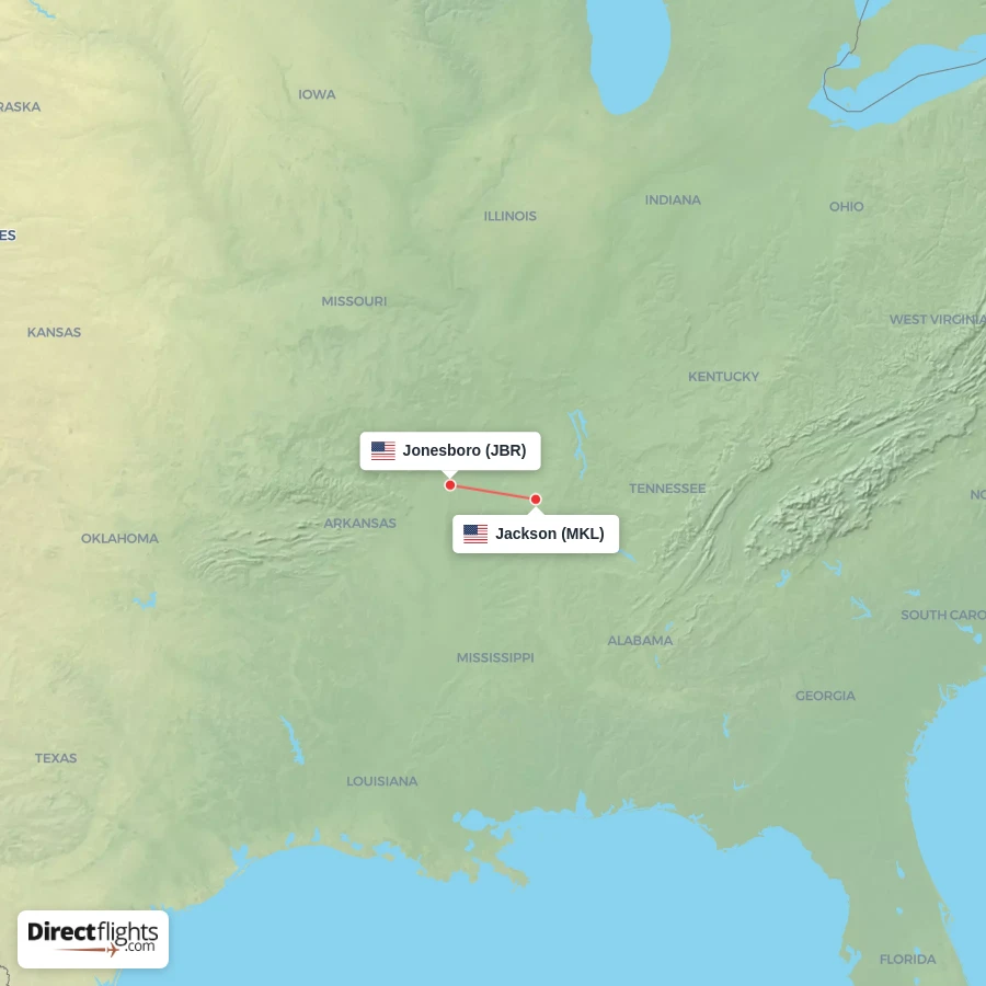 MKL - JBR route map