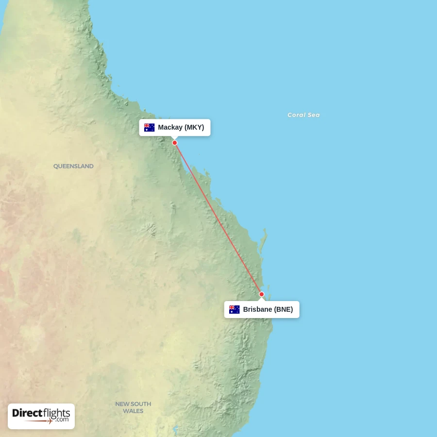 MKY - BNE route map
