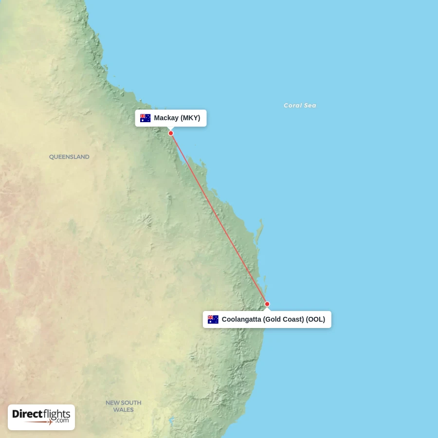 MKY - OOL route map