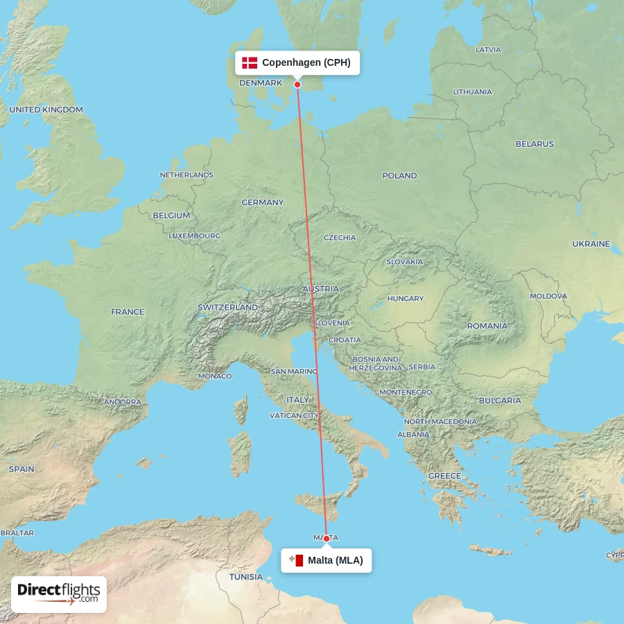 MLA - CPH route map