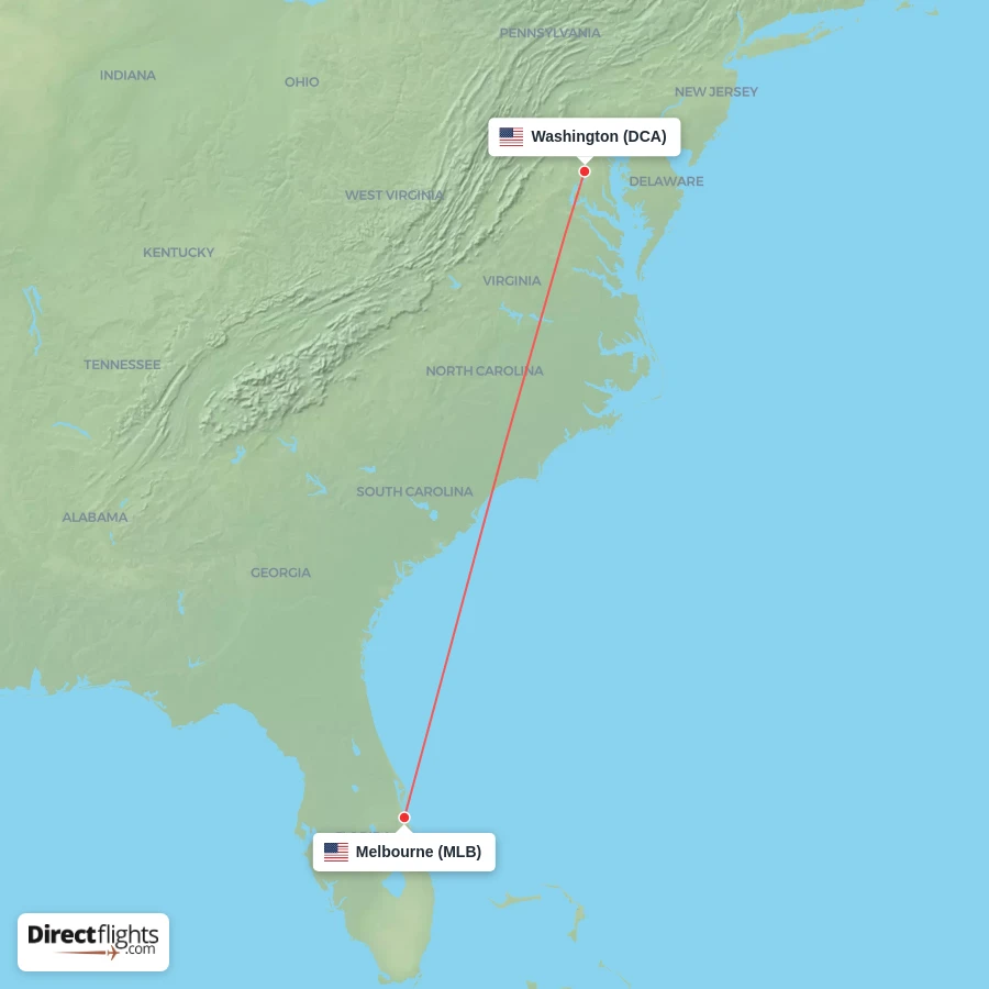 MLB - DCA route map