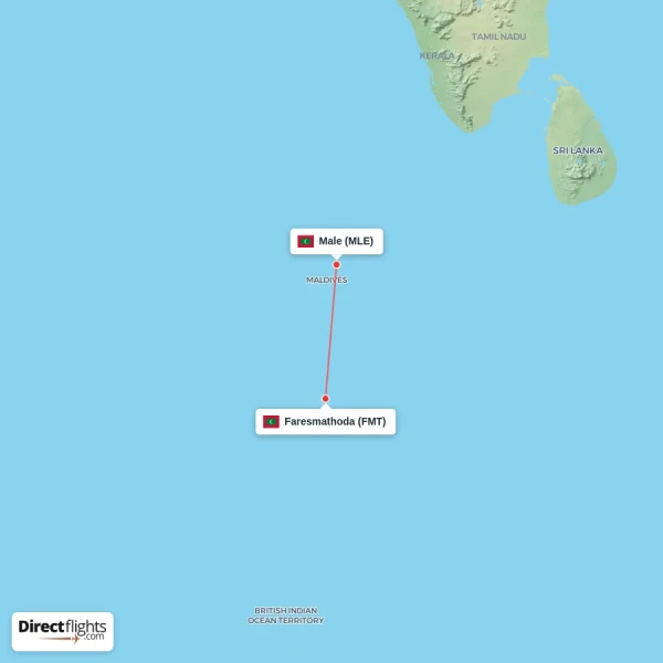 Male - Faresmathoda direct flight map