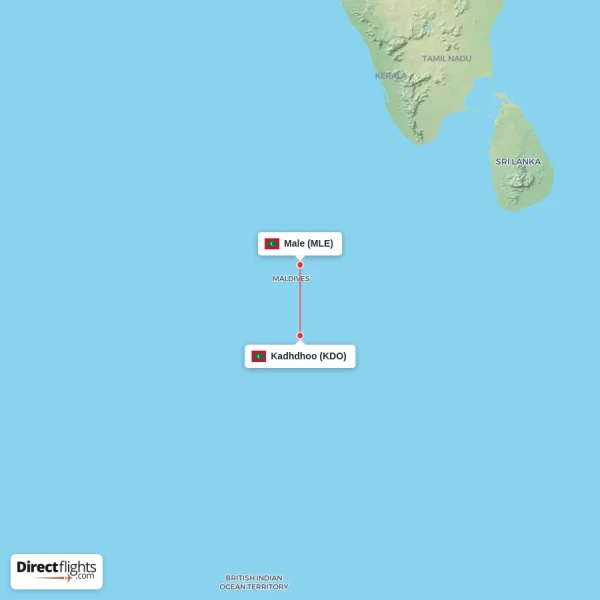 Male - Kadhdhoo direct flight map