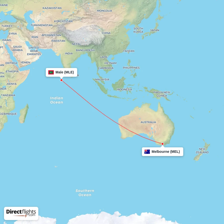 MLE - MEL route map