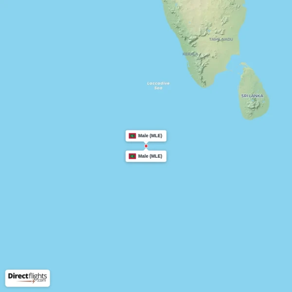 Male - Male direct flight map
