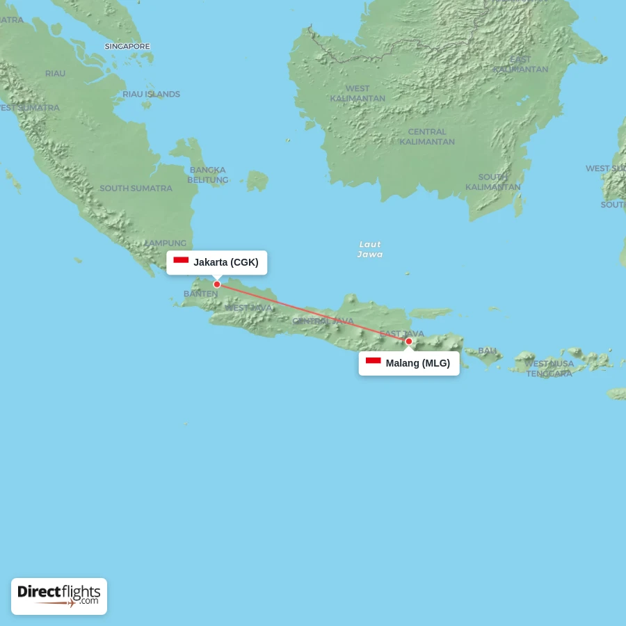 MLG - CGK route map
