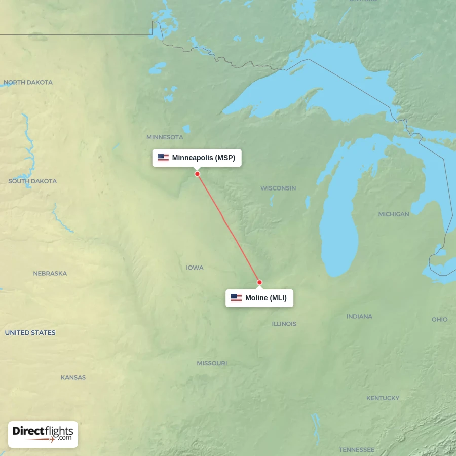 MLI - MSP route map