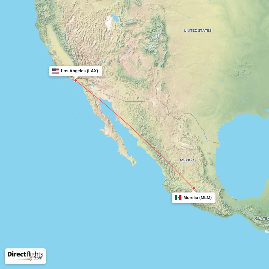 MLM - LAX route map