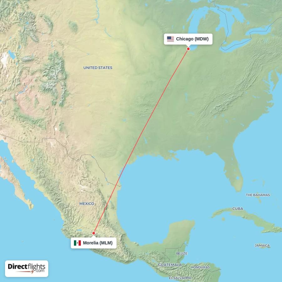 MLM - MDW route map