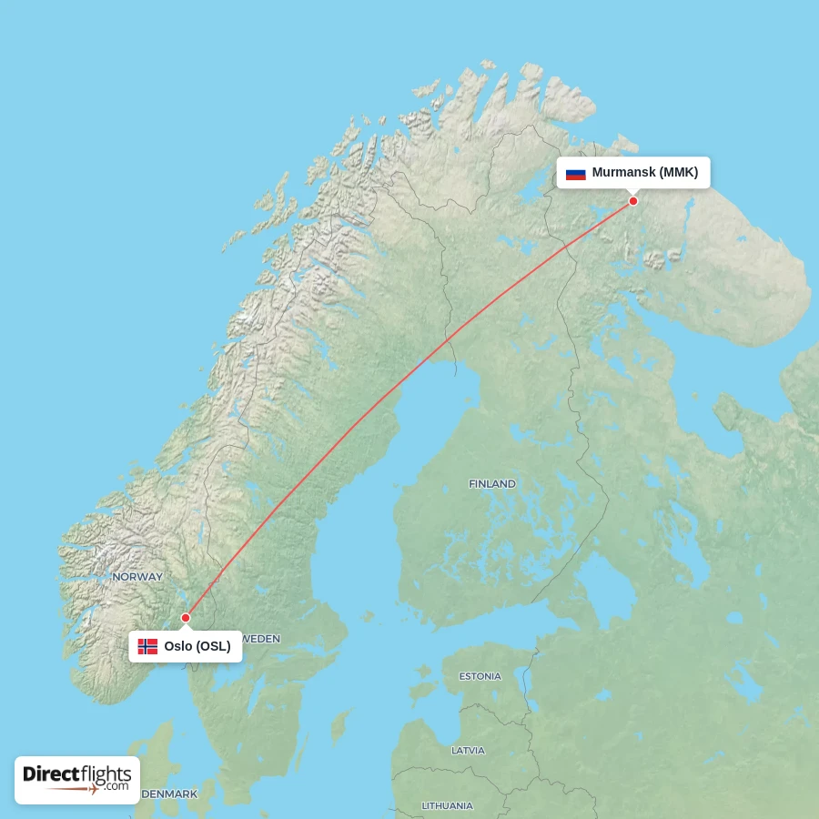 MMK - OSL route map