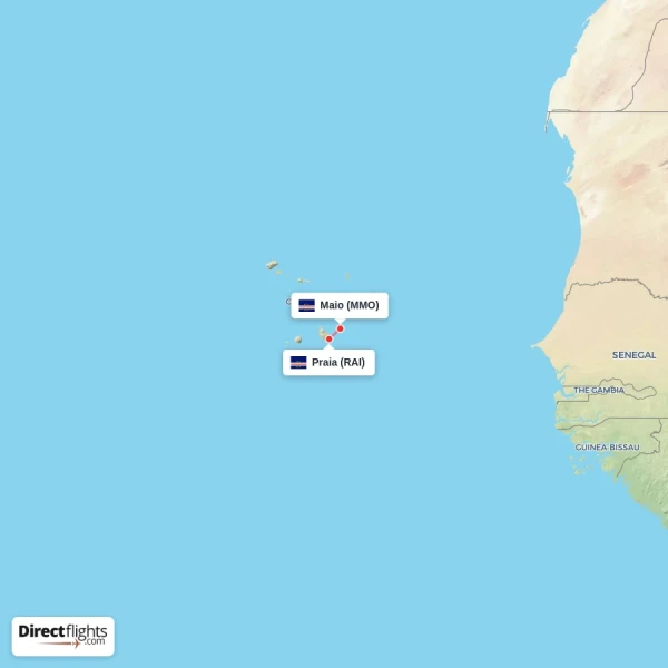 Maio - Praia direct flight map