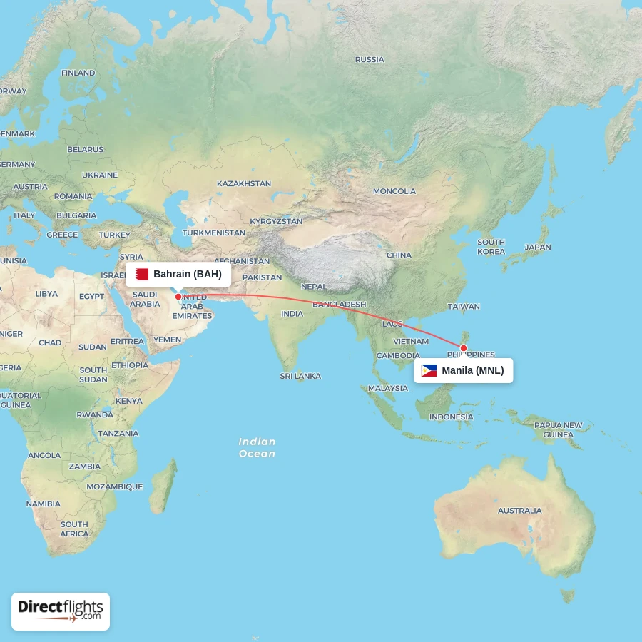 MNL - BAH route map