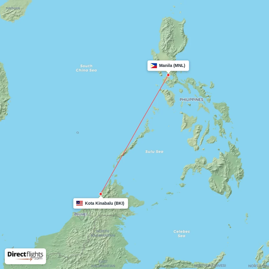 MNL - BKI route map