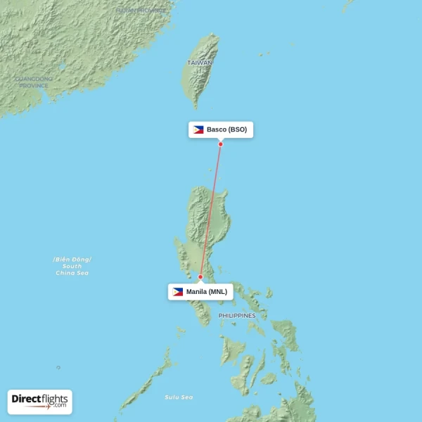 Manila - Basco direct flight map