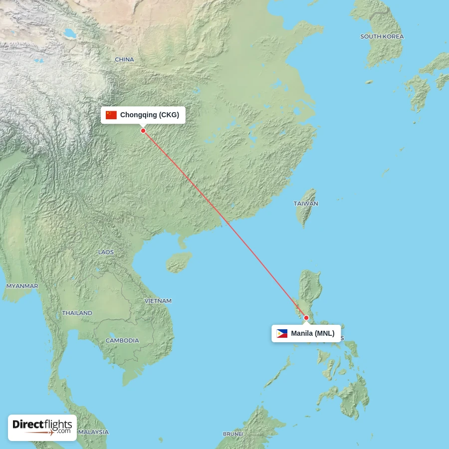 MNL - CKG route map