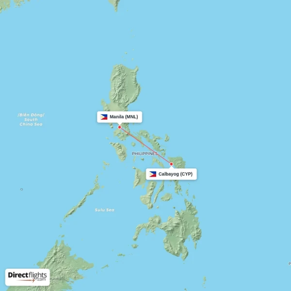 Manila - Calbayog direct flight map