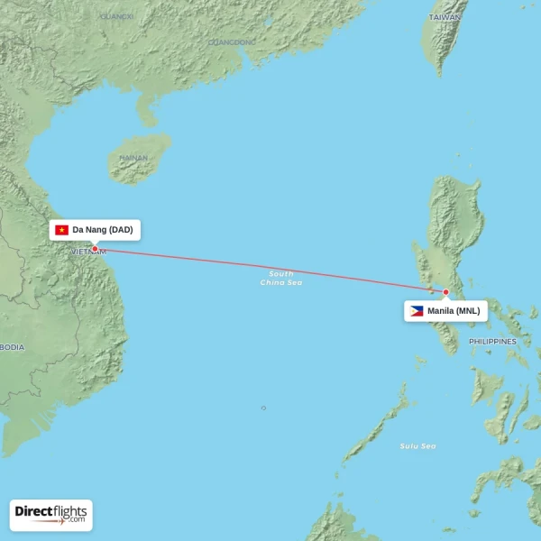 Manila - Da Nang direct flight map