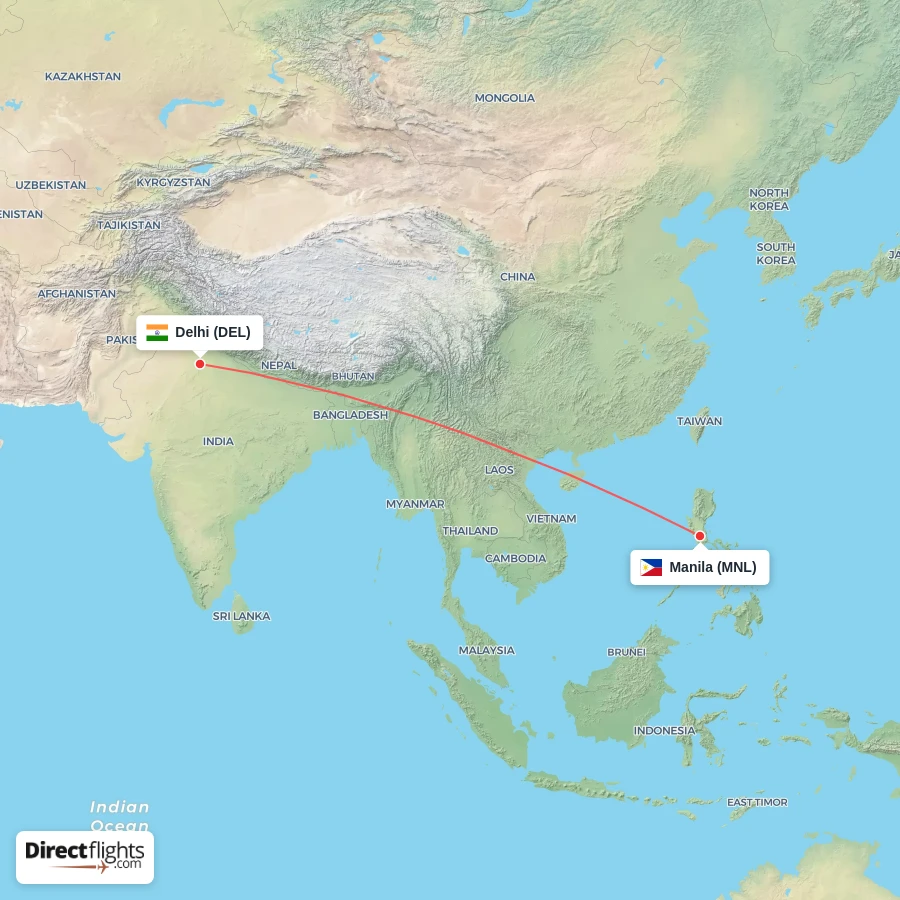 MNL - DEL route map