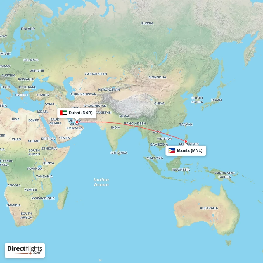 MNL - DXB route map