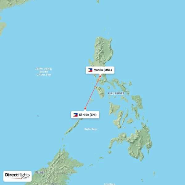 Manila - El Nido direct flight map