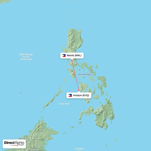 Manila - Antique direct flight map