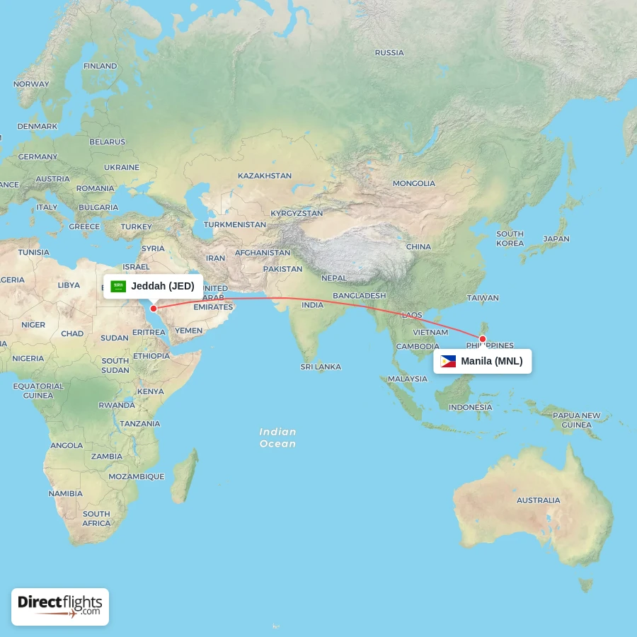 MNL - JED route map
