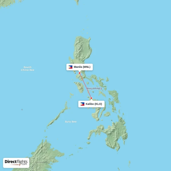 Manila - Kalibo direct flight map