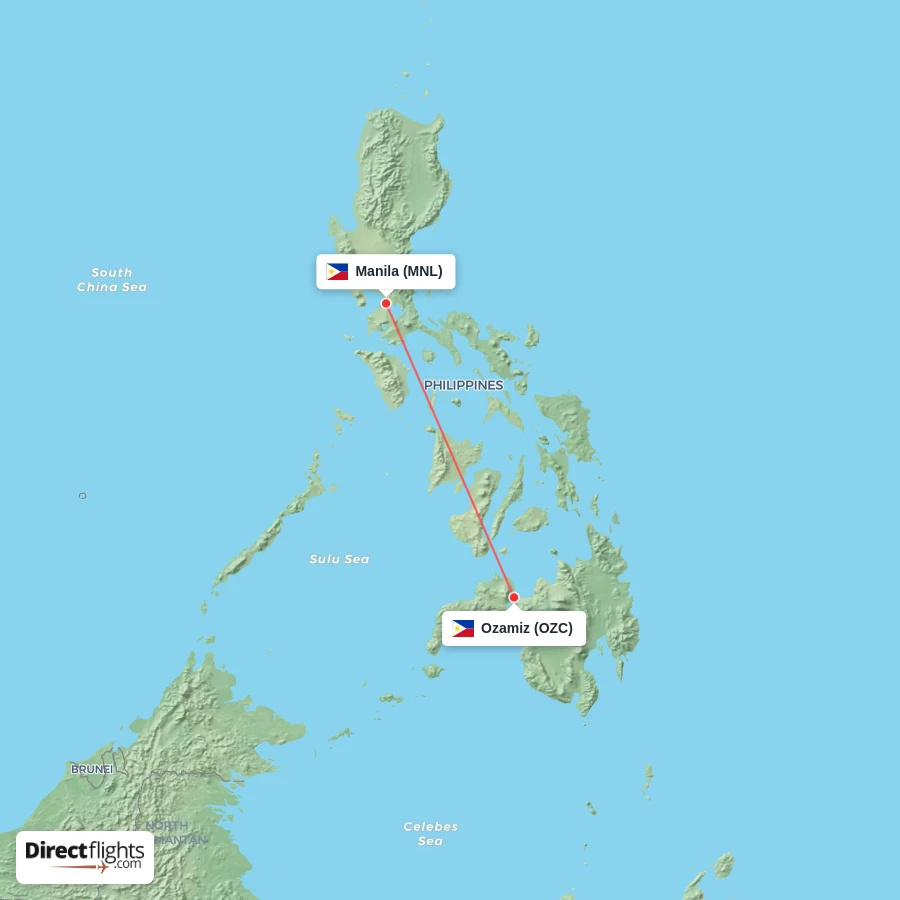 MNL - OZC route map