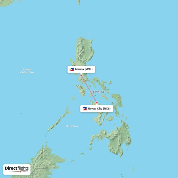 Manila - Roxas City direct flight map