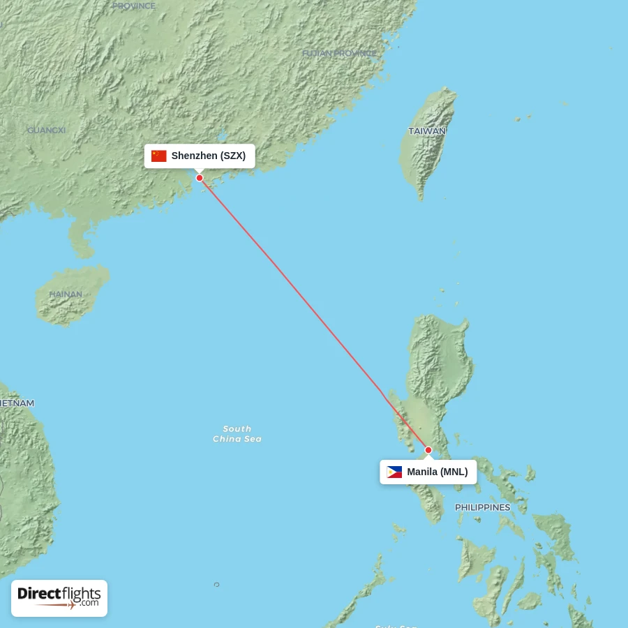 MNL - SZX route map