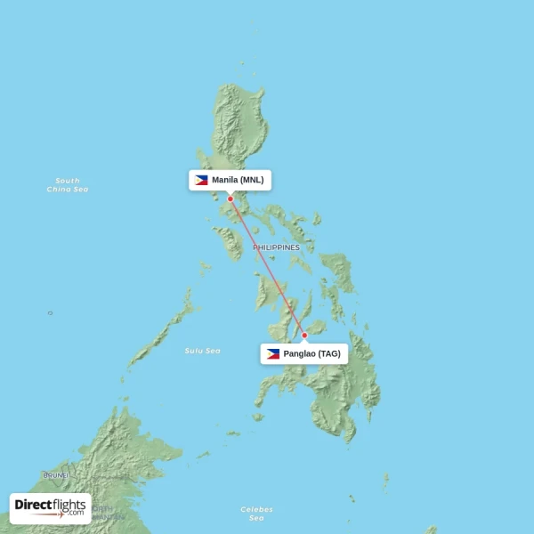 Manila - Panglao direct flight map