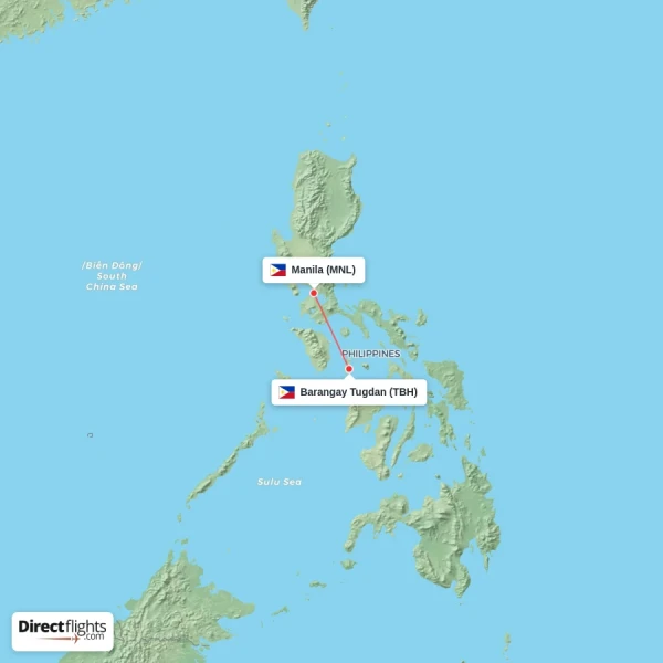 Manila - Barangay Tugdan direct flight map