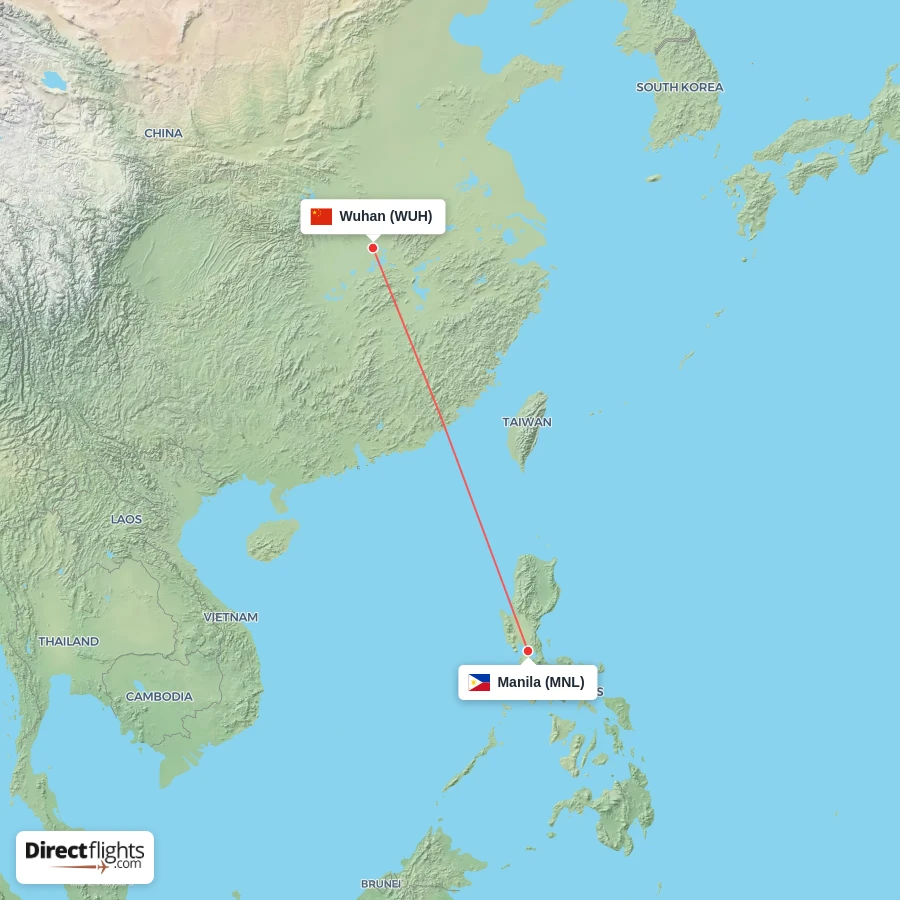 MNL - WUH route map