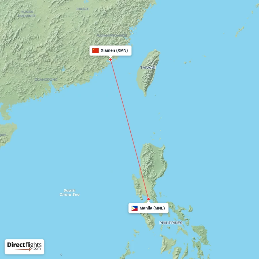 MNL - XMN route map