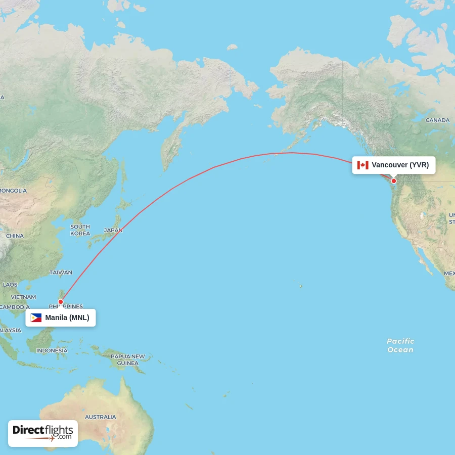 MNL - YVR route map