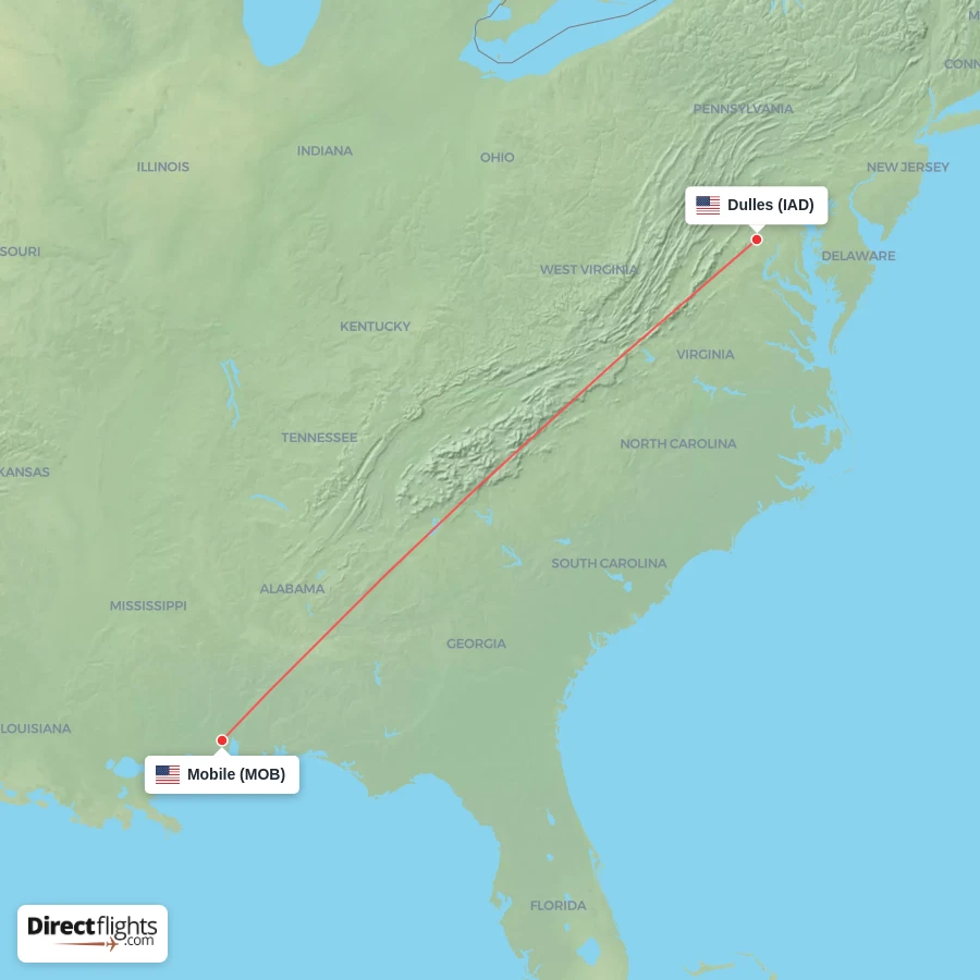 MOB - IAD route map