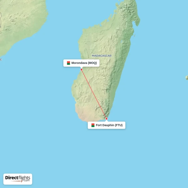 Morondava - Fort Dauphin direct flight map