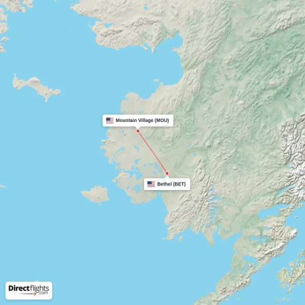 Mountain Village - Bethel direct flight map