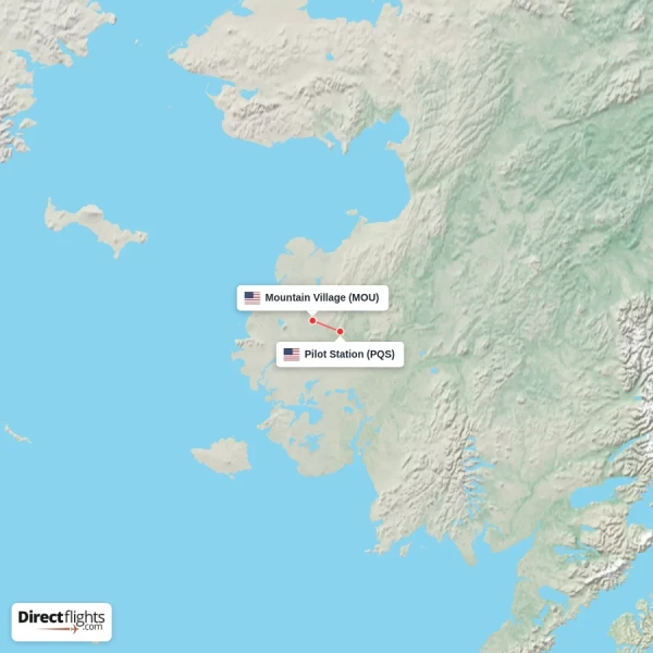 Mountain Village - Pilot Station direct flight map