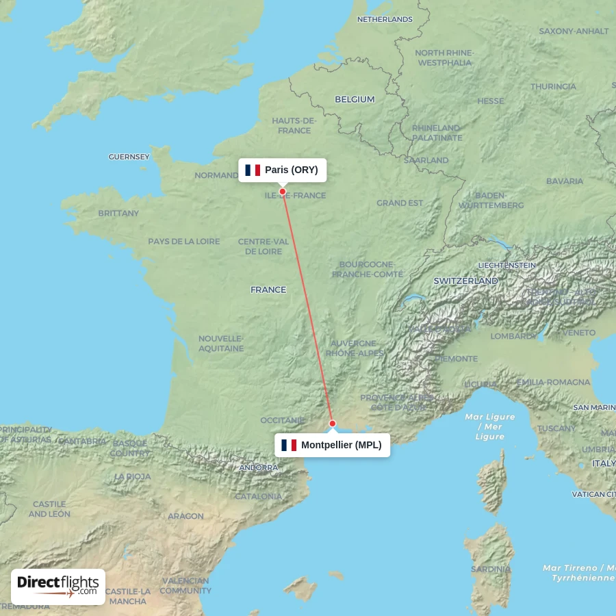 MPL - ORY route map